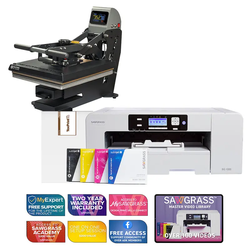 Sawgrass Sg1000 Sublimation Printer Bundle With Truespec 16" X 20" Hybrid Heat Press 1