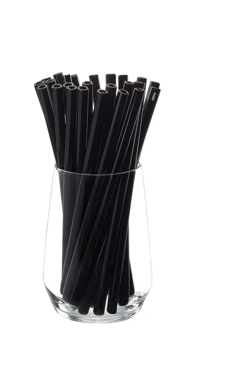 Set Of 25 Black Glass Straws – 9-Inch Straight Reusable Drinking Straws 1