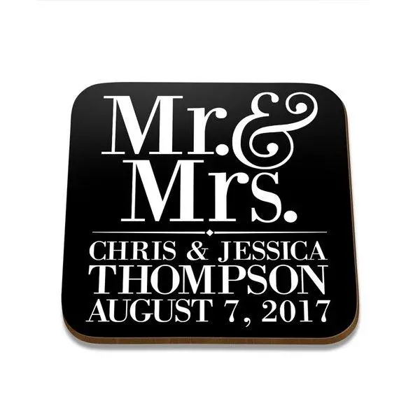 Set Of 4 Square Coasters – 'Mr & Mrs' Collection 1