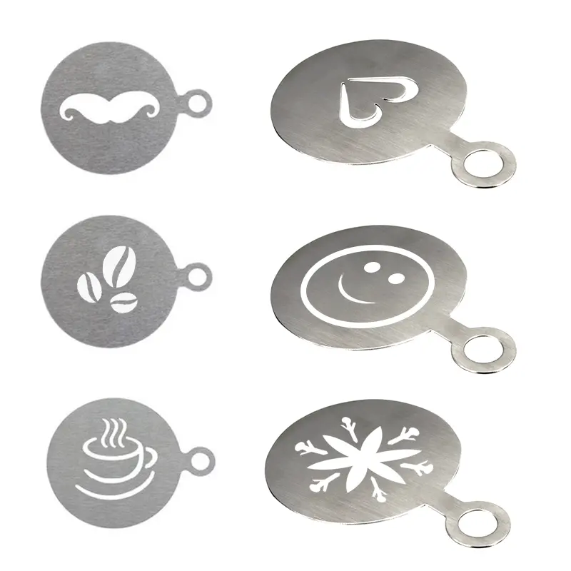 Set Of 6 Stainless Steel Barista Stencils 1