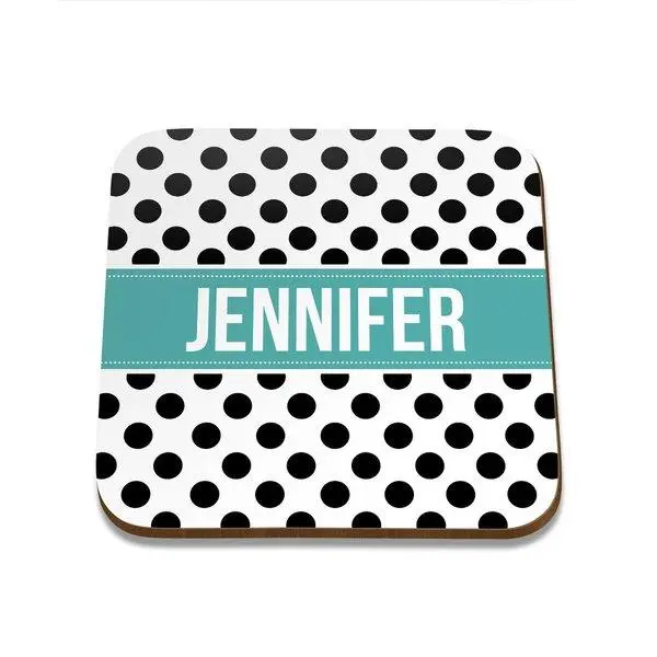 Set Of Four Polka Dot Square Drink Coasters 1