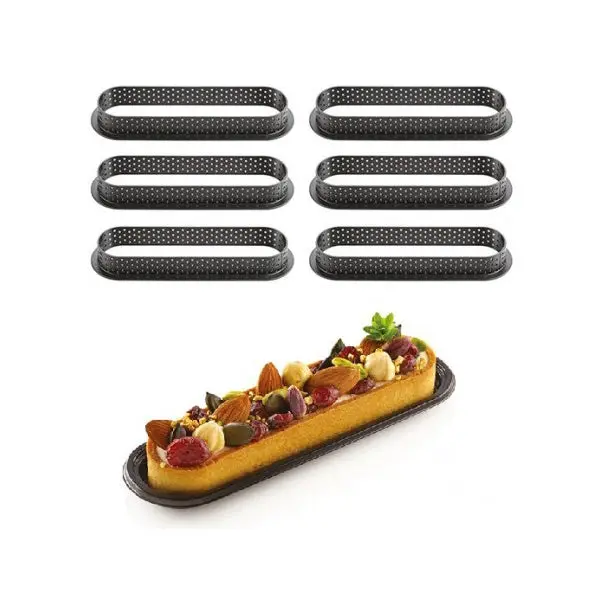 Silikomart Perforated Oblong Tart Rings (6-Piece Set), 146 × 34 Mm 1