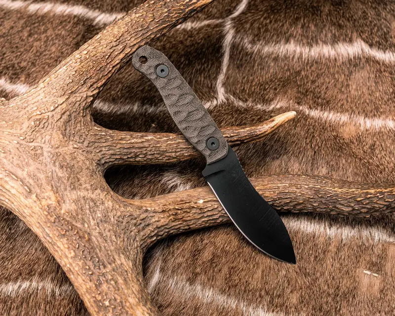 Skinner Jr: Od Green Canvas Micarta Handles, Armor Black Cerakote Coating, Stainless Bolts, Tactile Textured Grip 1