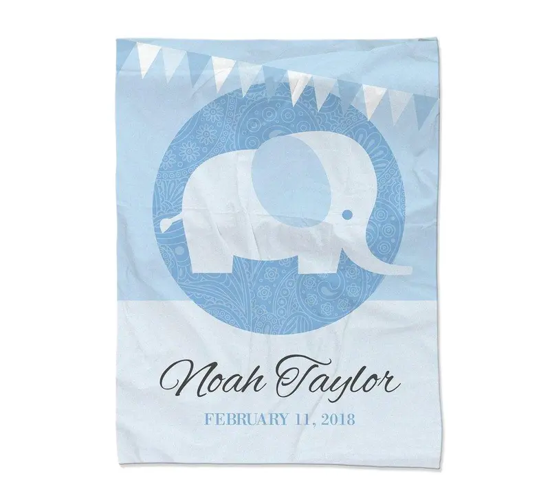 Small Blue Elephant Blanket (30 X 40 Inches) 1