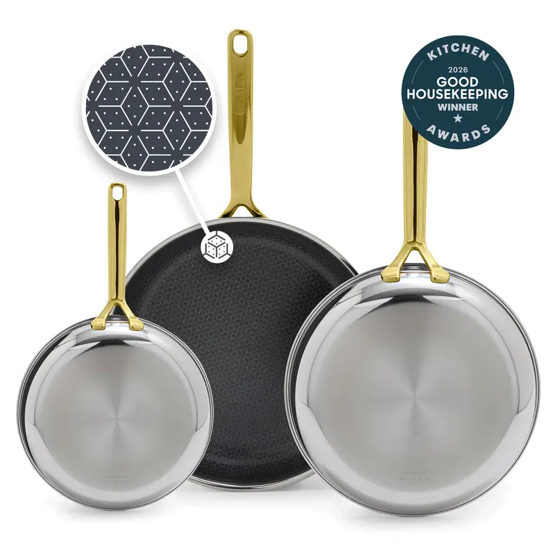 Spectra Gold Thermobond Hybrid Ceramic Nonstick Frypan Set (8", 10", 12") 1