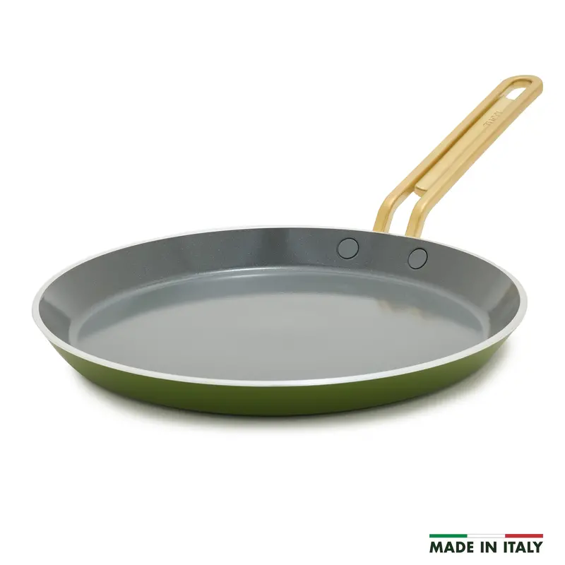 Stanley Tucci Ceramic Nonstick 10" Crepe And Omelette Pan In Tuscan Olive 1