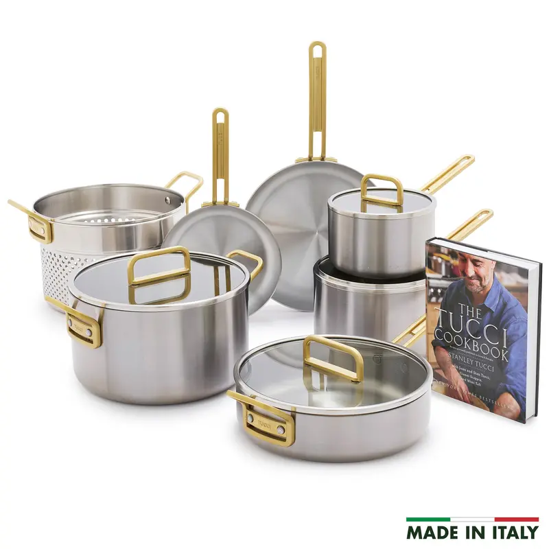 Stanley Tucci Uncoated Stainless Steel 11-Piece Cookware Collection 1