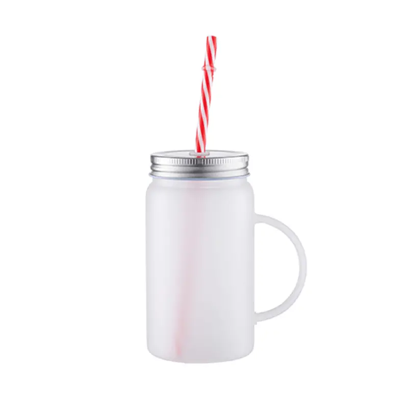 Sublicraft 17 Oz Frosted Glass Mason Jar With Straw & Handle – Sublimation-Ready (12/Carton) 1
