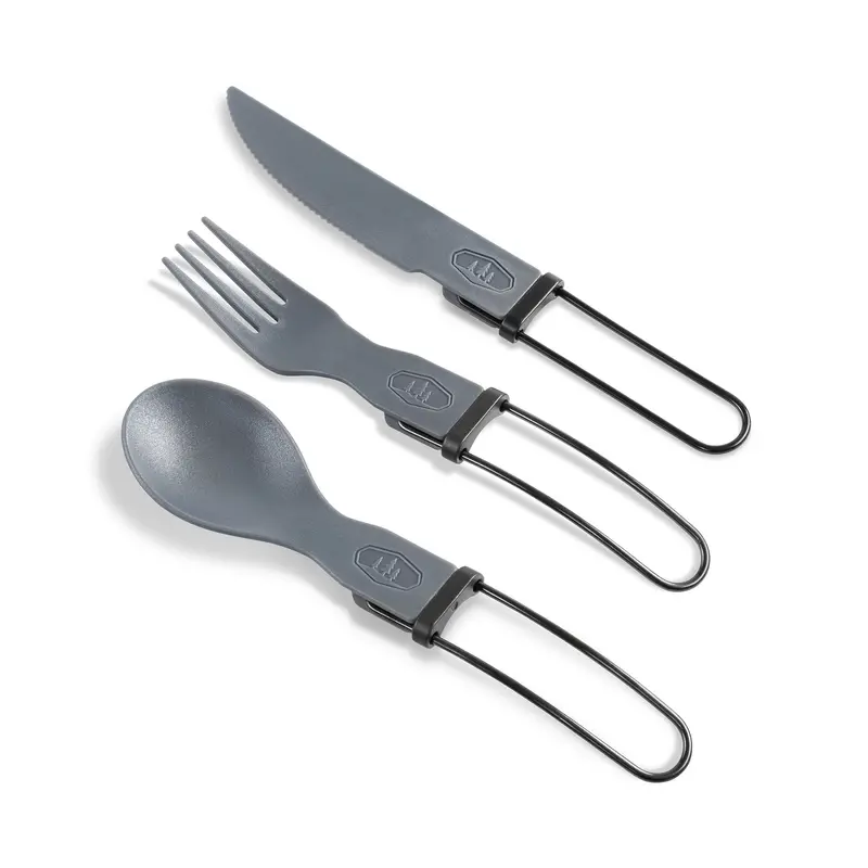 Tekk Trio Folding Titanium Utensil Set – Charcoal Grey 1