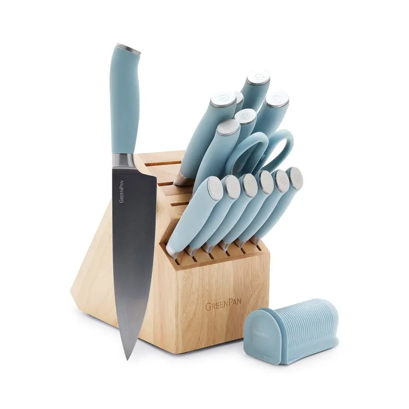 Titanium Cutlery 16-Piece Ultimate Knife Block Set In Blue Haze 1