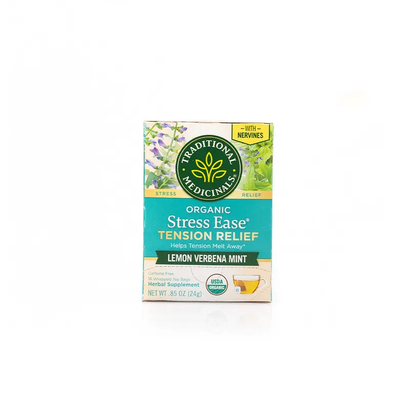 Traditional Medicinals Stress Ease Tea – Organic Lemon Verbena & Mint Blend (16 Count) 1