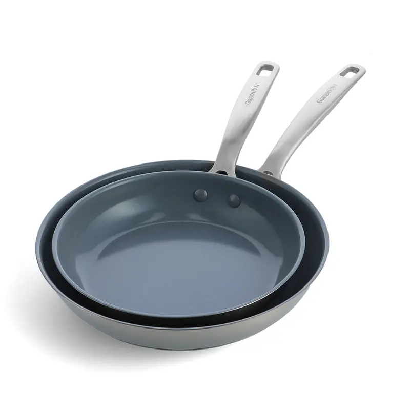 Treviso Ceramic Nonstick Fry Pan Set – 9.5" And 11" Stainless Steel 1