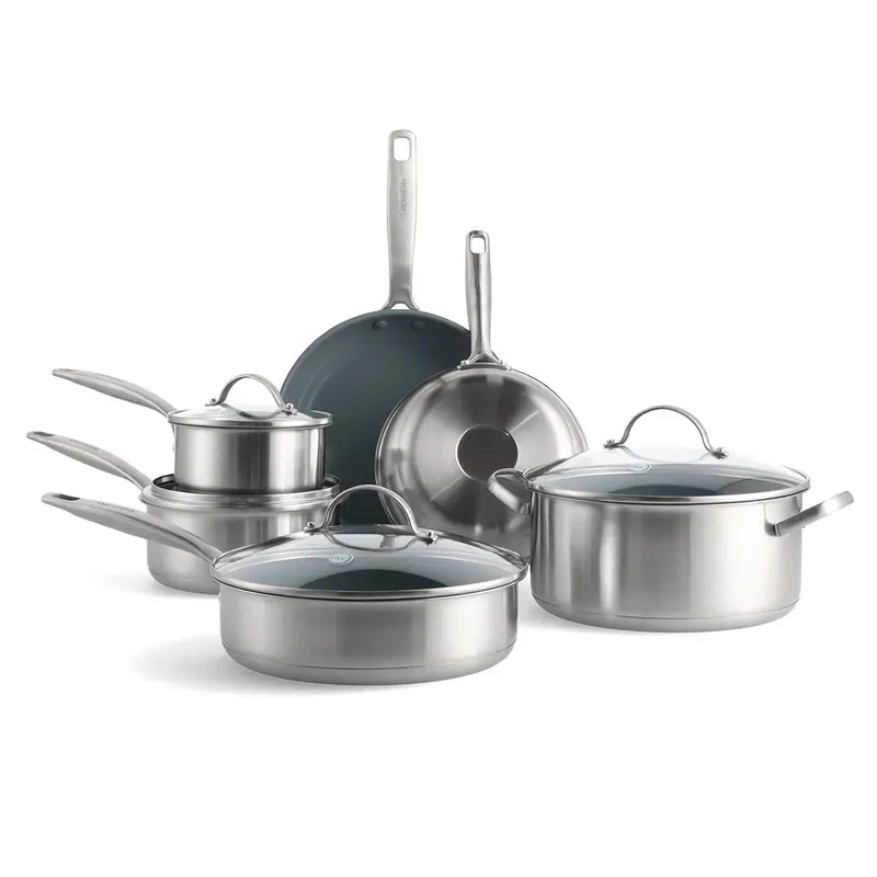 Treviso Stainless Steel Ceramic Nonstick 10-Piece Cookware Set 1