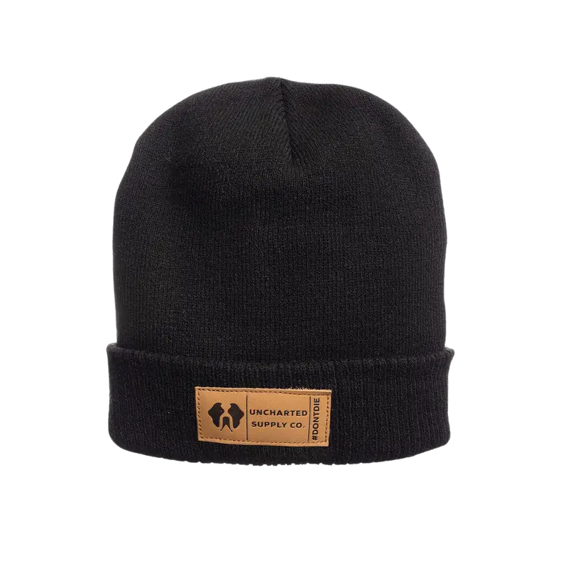 Uncharted Beanie – Minimalist Black Knit Winter Hat 1