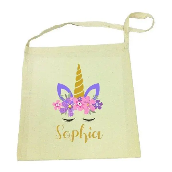 Unicorn Print Calico Tote Bag – Eco-Friendly Carryall 1