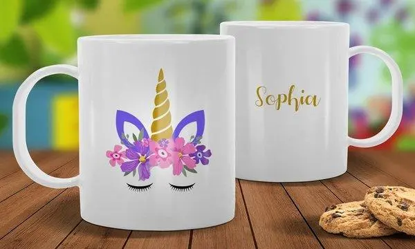 Unicorn-Themed White Plastic Mug – Fun Drinkware 1