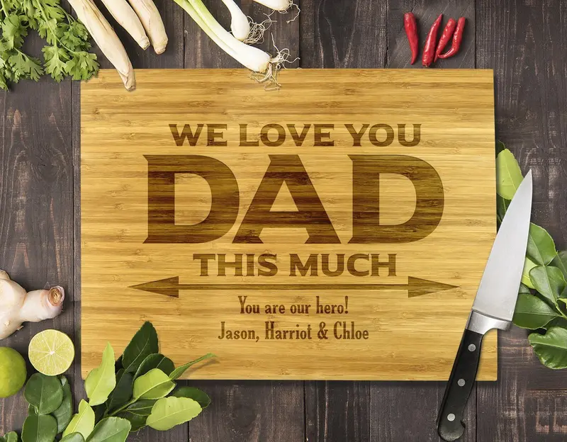 'We Love You Dad' Bamboo Cutting Board – 8" X 11" 1