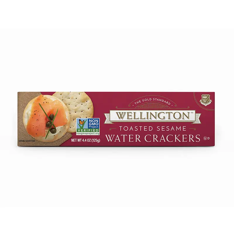 Wellington Toasted Sesame Water Crackers – Light & Crisp (125G) 1