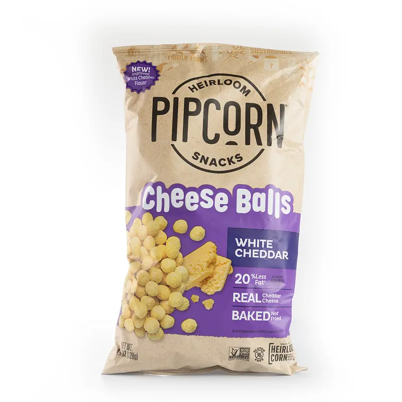 White Cheddar Cheese Balls – Crunchy Popcorn Snack, 128 G 1