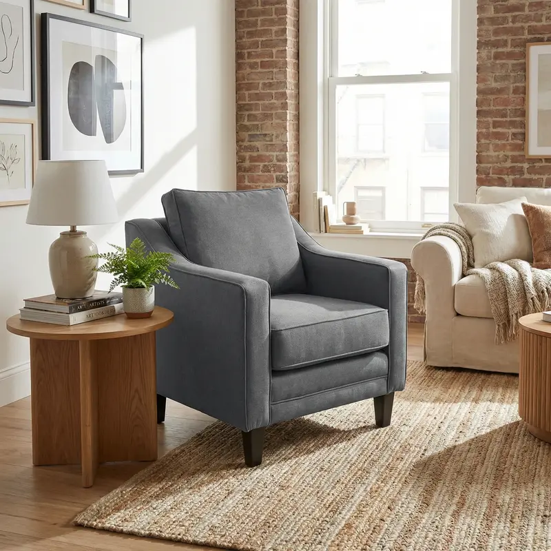 Wiltshire Armchair Finished In Smoke Grey Velvet 1