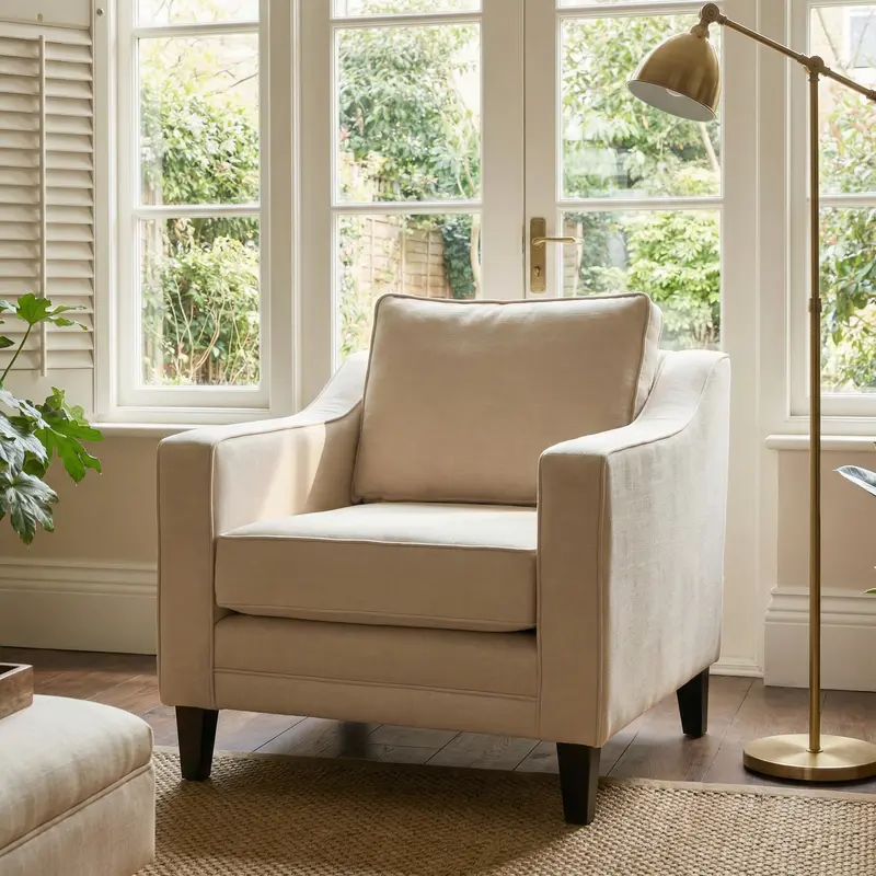 Wiltshire Armchair In Beige Velvet Upholstery 1