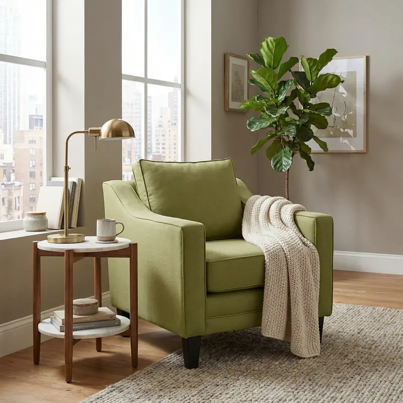 Wiltshire Armchair In Olive Green Velvet 1