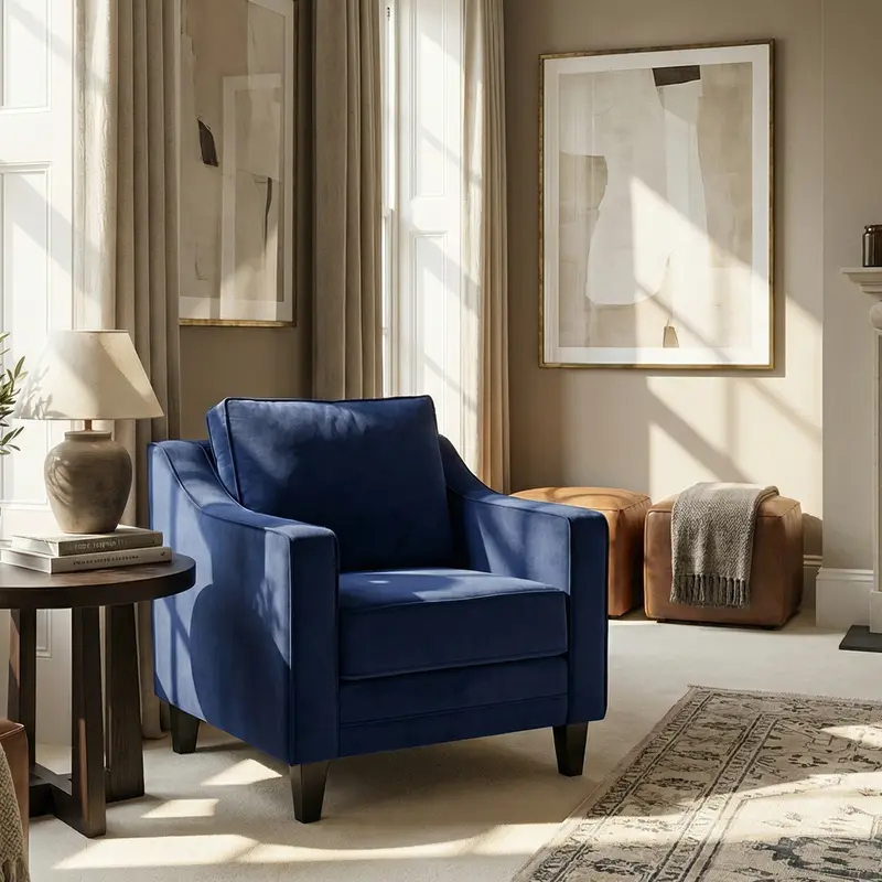 Wiltshire Royal Blue Velvet Accent Chair 1