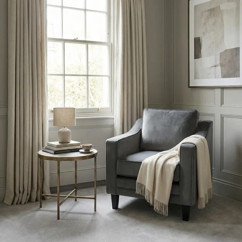 Wiltshire Steel Grey Velvet Accent Chair 1