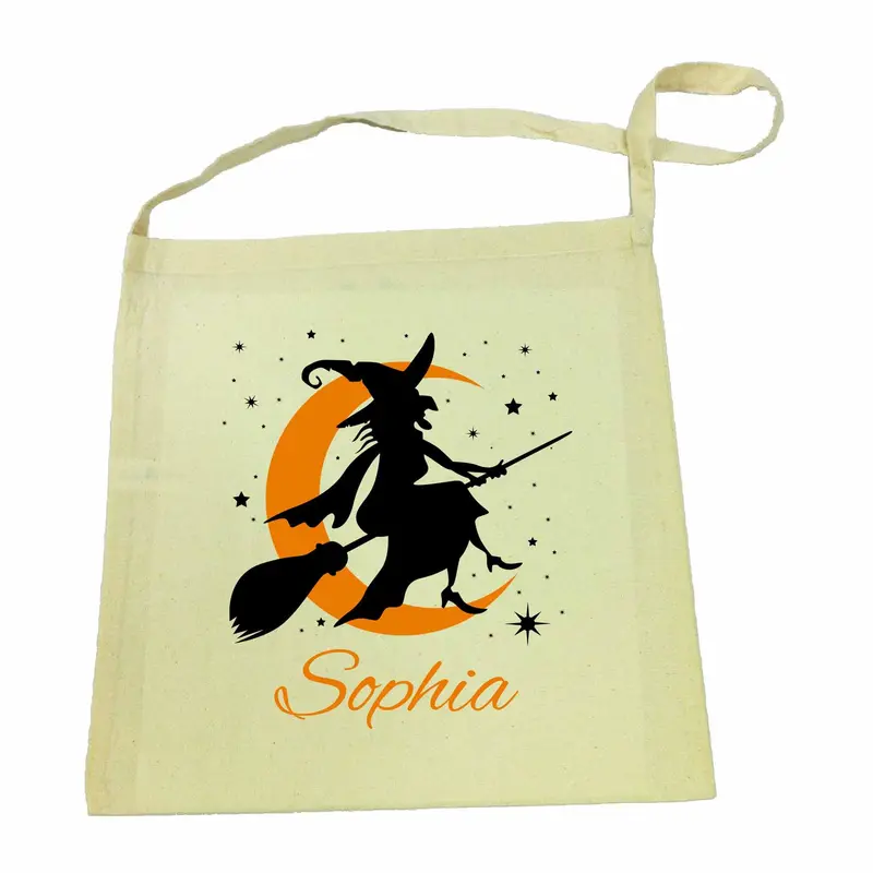 Witch-Themed Calico Tote Bag For Halloween 1
