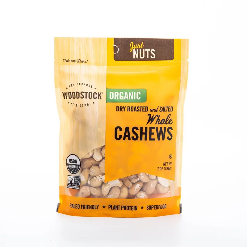 Woodstock Organic Dry Roasted Cashews – 198G Lightly Salted Whole Nuts 1