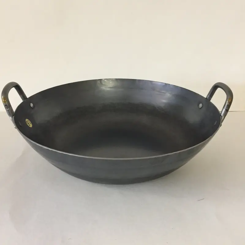 Yamada Kogyo Flat-Bottom Double-Handle Hammered Wok – 1.6Mm Reinforced Design 1