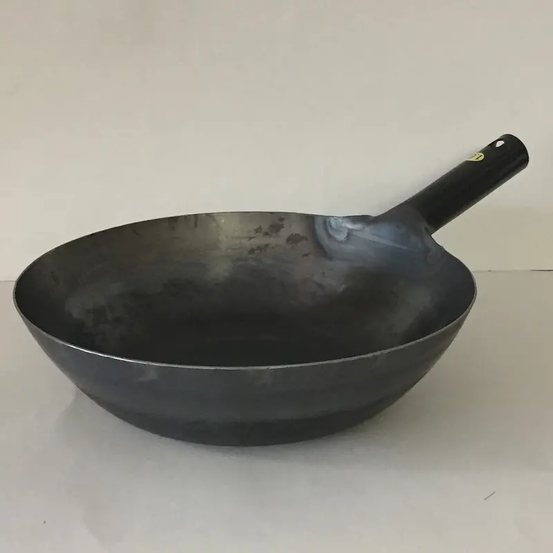 Yamada Kogyo Flat-Bottom Single-Handle Hammered Wok – 1.6Mm Heavy-Duty Steel 1