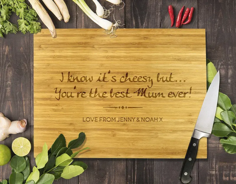 'You'Re The Best Mum Ever' Bamboo Cutting Board (12" X 16") 1